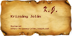 Krizsány Jolán névjegykártya