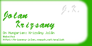 jolan krizsany business card